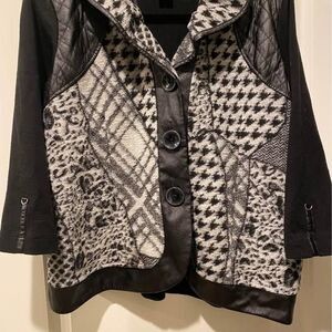 Ali Miles Mixed Media Knit Jacket Shawl Collar-PXL